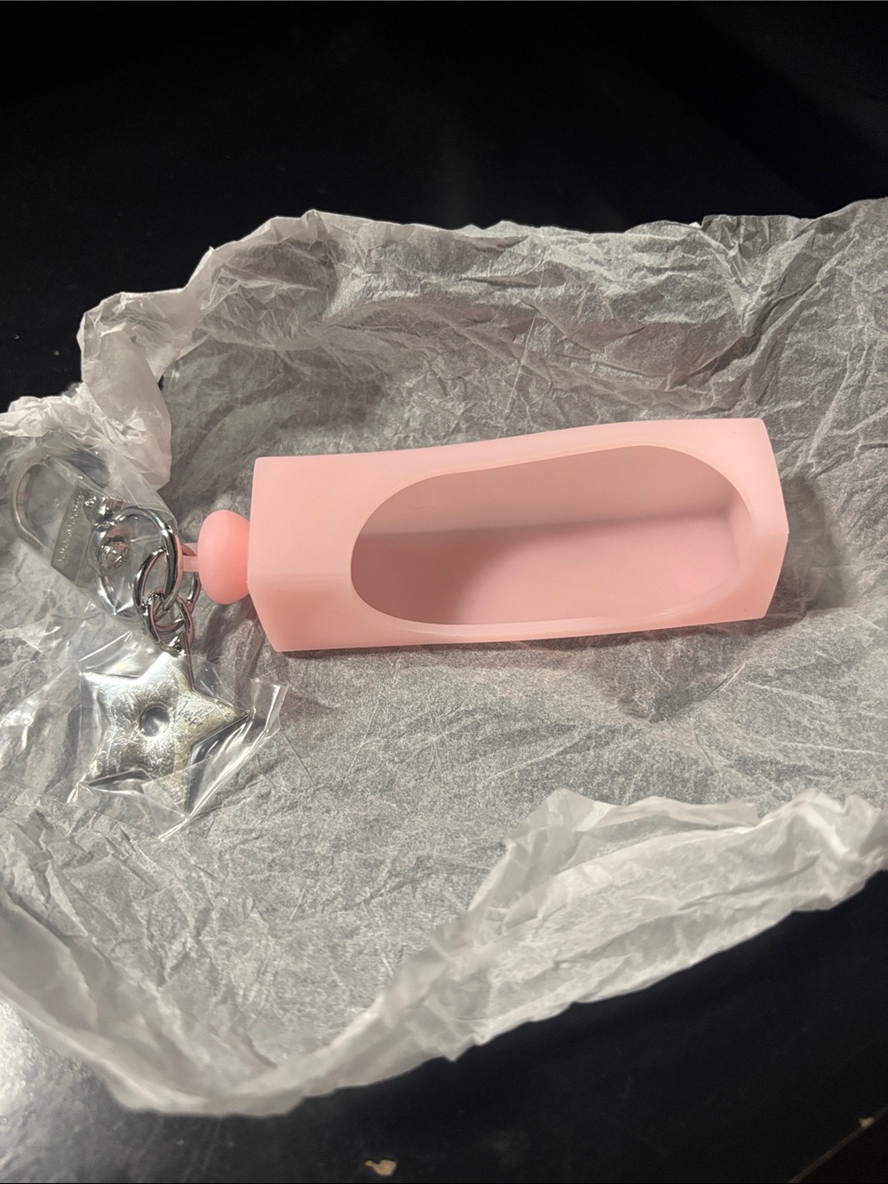 Dior Pink Silicone lipgloss Keychain Holster with Star Charm